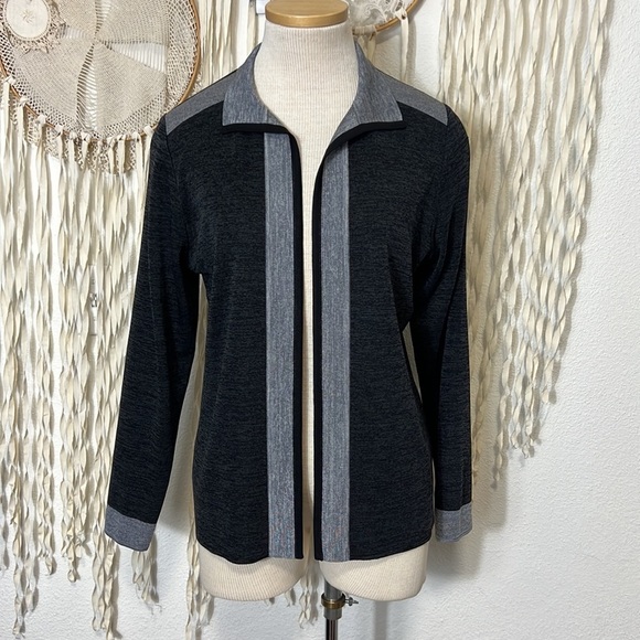 Misook Tops - SOLD Misook Two Tone Gray Open Front Cardigan Jacket Small